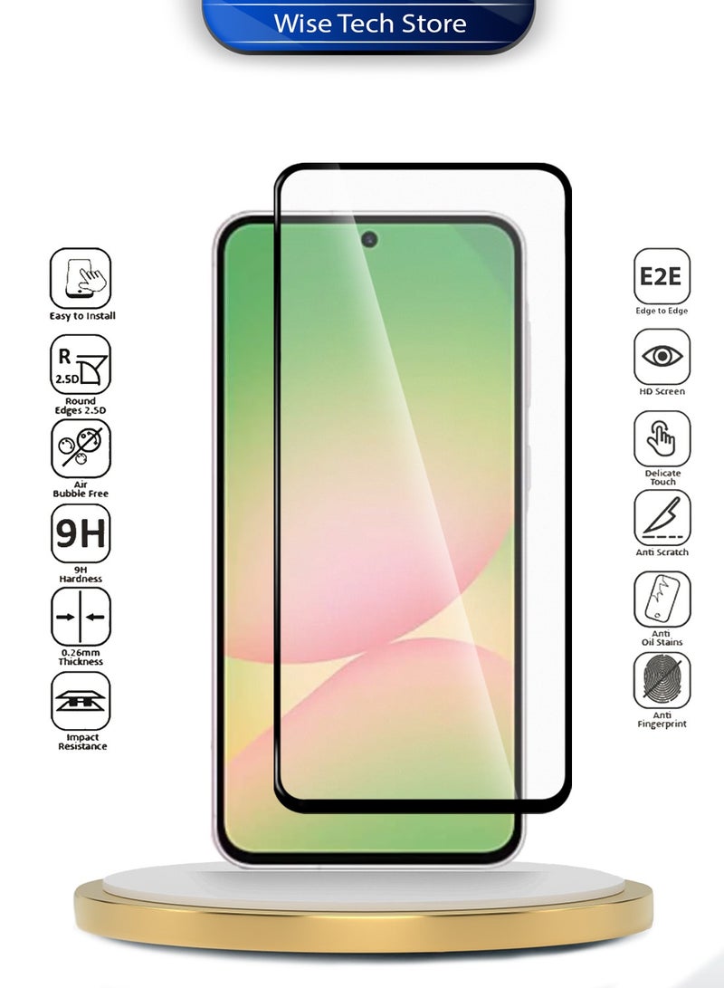 Wtech Samsung Galaxy A57 5G 2026 Premium E2E Series Full Glue Full Cover Tempered Glass Screen Protector (MSGECN) - Clear/Black - Image 2